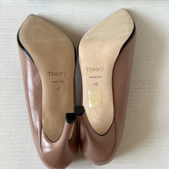 Theory Hexa Pumps US 9/40 Deep Salt Pink Pointy All Leather NWB - Picture 6 of 9